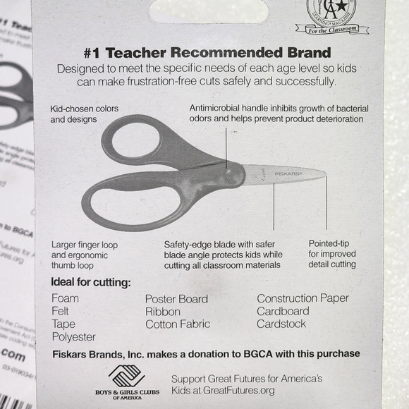 NEW lot of 2 Fiskars 5" Pointed tip Safety-edge Blade Scissors 4+ Purple - Picture 2 of 3